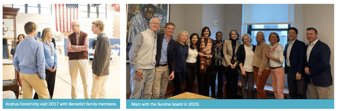 Andrus Concinnity visit 2017 with Benedict family members. Marc with the Surdna board in 2023.