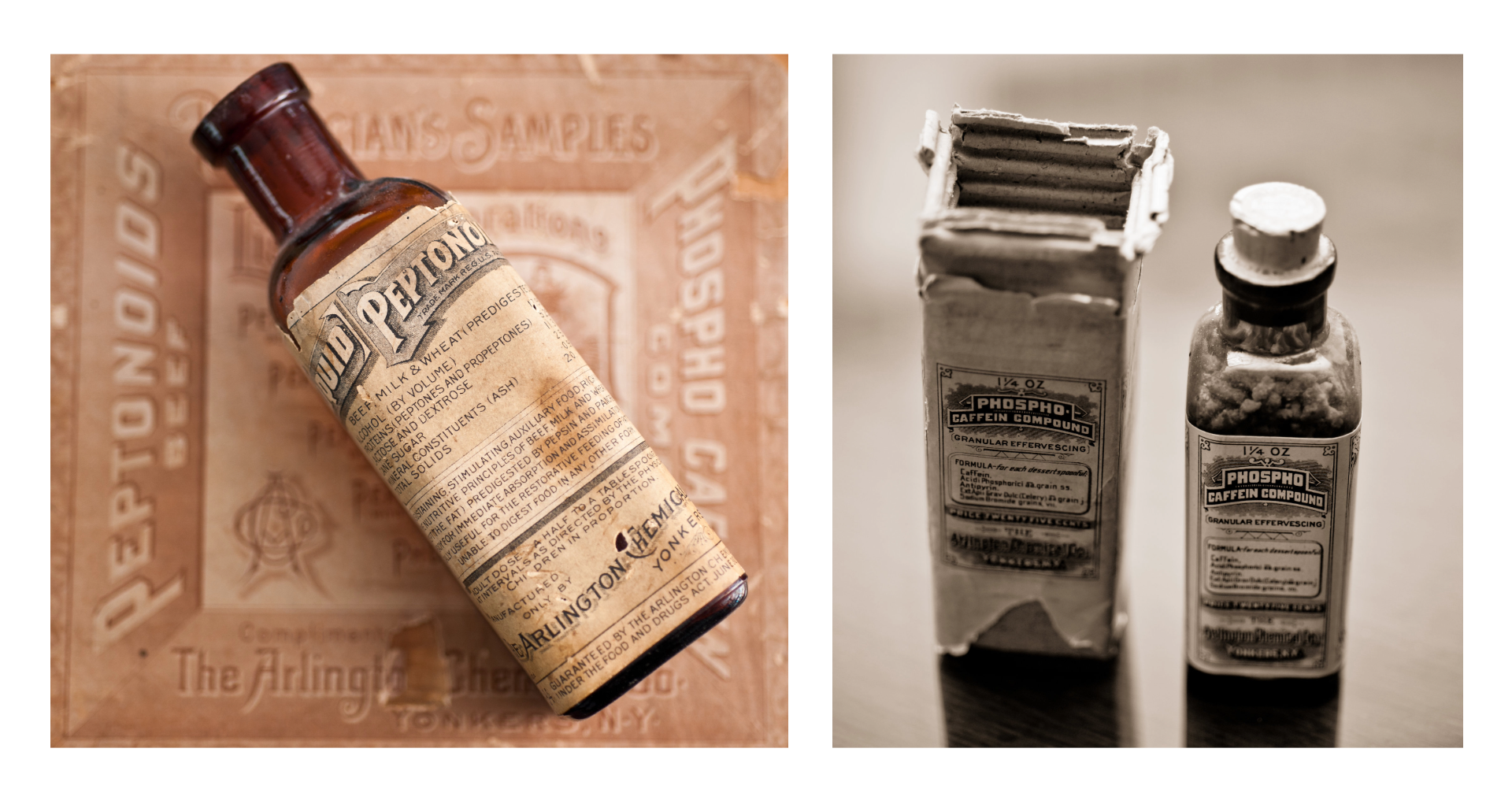 Bottles of medicine from the Arlington Chemical Company, founded by John E. Andrus.